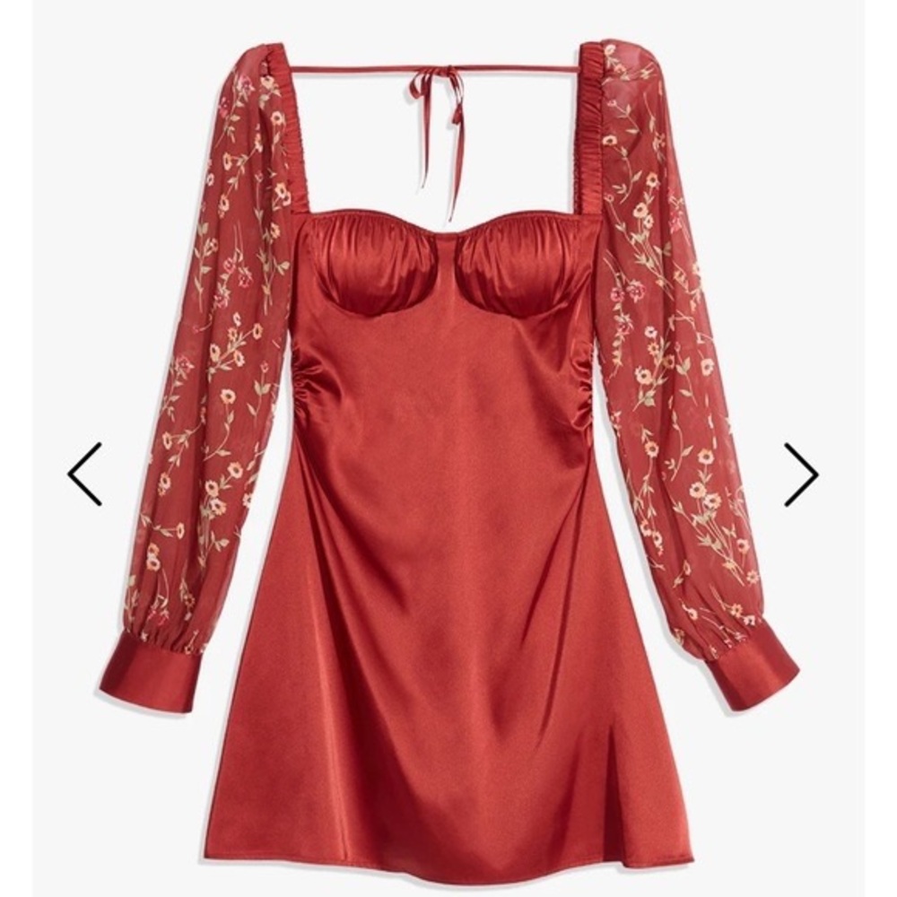 Weworewhat Puff Sleves Roses and Daises Minidress